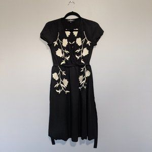Lulu's Black and White Floral Embroidered Dress